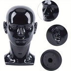 Cabeza de maniquí de PVC, maniquí de cabeza, maniquí de cabeza, exhibición de cabeza para pelucas, cascos, sombreros y joyas, negro, ventana de tienda, cabeza masculina, maniquí de cabeza, modelo masculino, cabeza de PVC de 50 cm, maniquí de cabeza para p