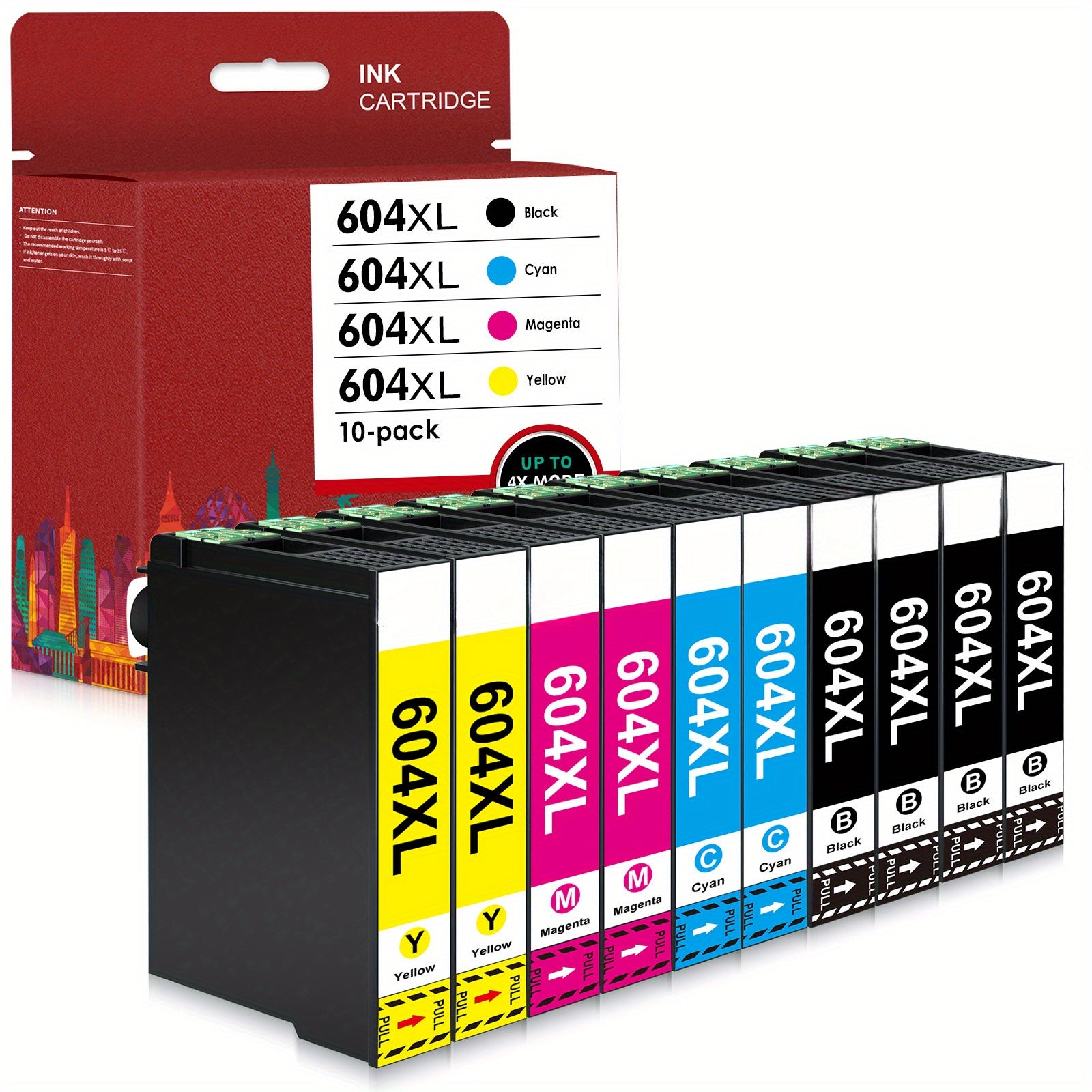 Cartuchos Epson 604XL compatibles, paquete de 10 para XP y Workforce