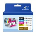 Cartucho de tinta | Vendidos por separado, paquete de 4 cartuchos LC421XL, multipack compatible con Brother LC421 LC-421XL, cartuchos Brother