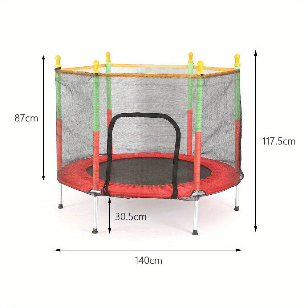 Mini trampolín de 152.4 cm con cubierta de red de seguridad y accesorios, Space Hopper gratuito, para uso en interiores y exteriores, rojo