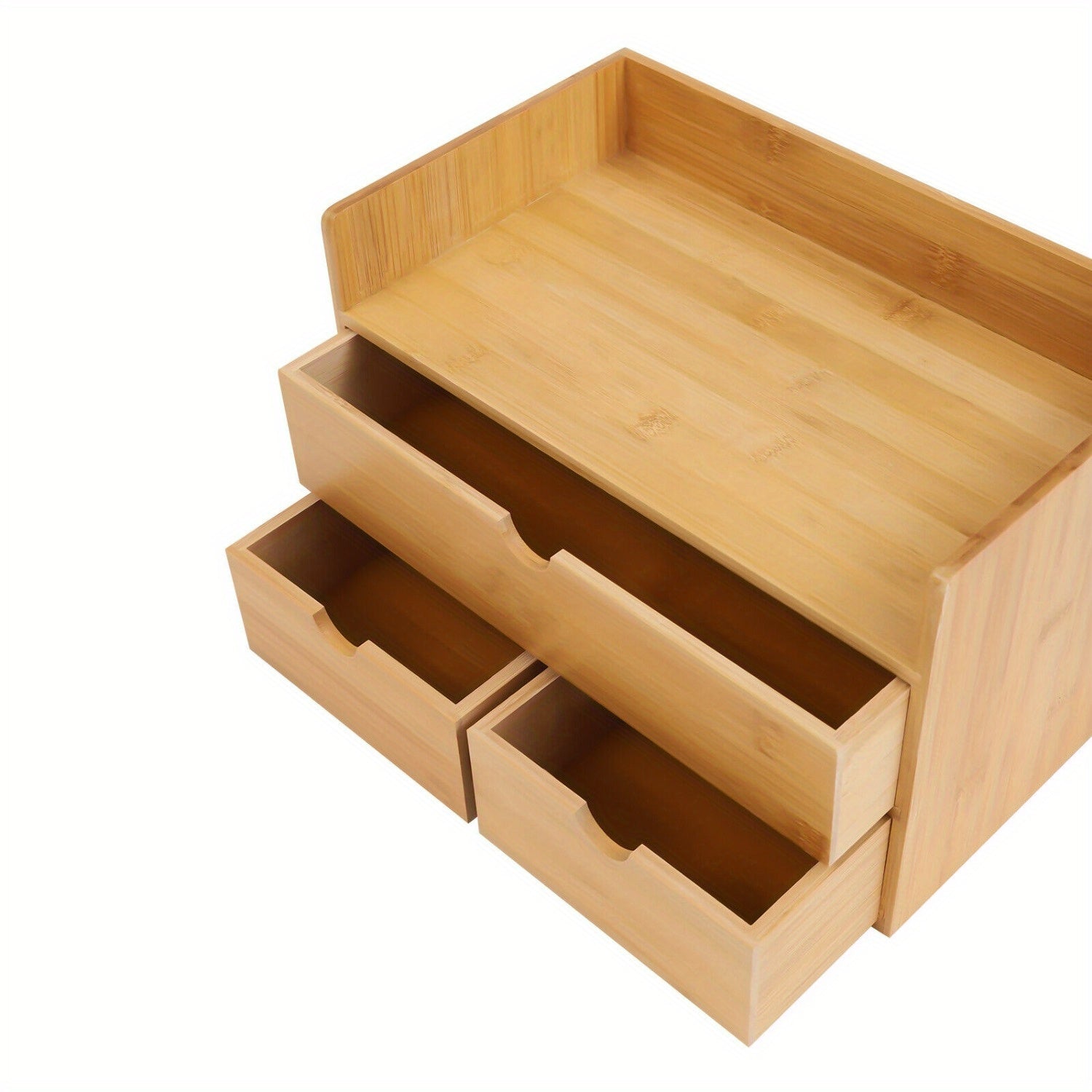 Organizador de escritorio, Organizador de escritorio de bambú con cajón, Caja de escritorio de bambú, Adecuado para guardar diversas cosas de necesidades diarias en habitaciones, oficinas, etc. (3 cajones)