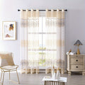 2pcs Cortinas Florales Elegantes con Ojales en la Parte Superior - Poliéster Semi-Transparente, Lavables a Máquina para Sala de Estar, Dormitorio, Decoración de Oficina