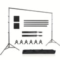 Soporte de Fondo de Hierro MOTOOS Negro 2.6*3m con 6 Clips de Boca de Pez + 2 Bolsas de Arena + 1 Bolsa de Tela para Fotografía
