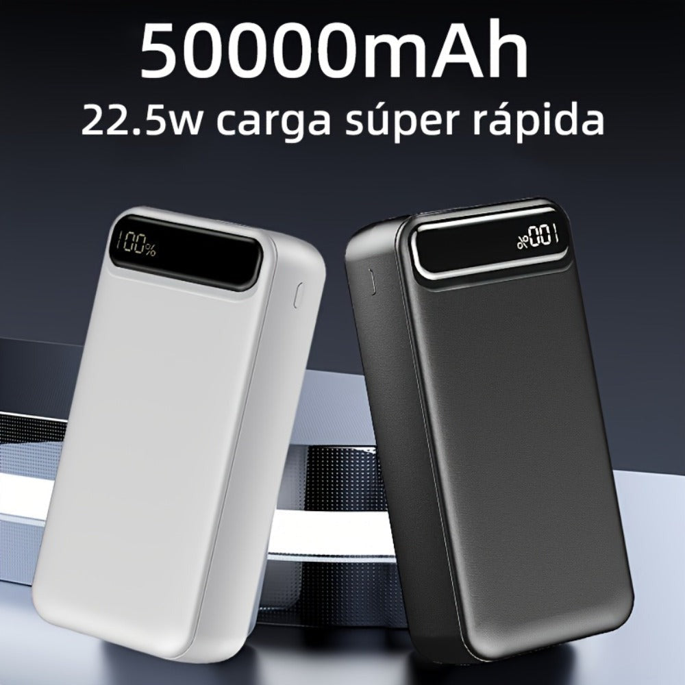 Batería Externa Portátil de 50000mAh de Gran Capacidad, Interfaz USB/TYPE-C, Pantalla Digital LED de Batería/Múltiples Interfaces, Carga Súper Rápida, Adecuada para Teléfonos Móviles/Productos Electrónicos Digitales, Batería de Respaldo de Emergencia Port
