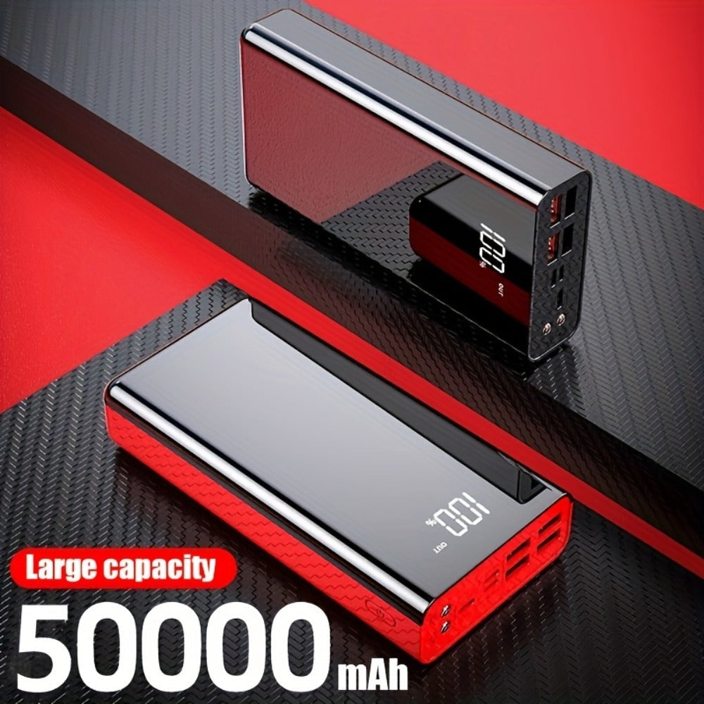 Cargador USB rápido de 50000 mAh de capacidad extragrande con pantalla LED, linterna y reserva de energía de emergencia - Luz de camping para exteriores para iPhone, Android y dispositivos digitales, regalo de festividades