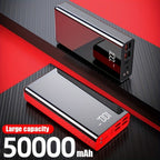 Cargador USB rápido de 50000 mAh de capacidad extragrande con pantalla LED, linterna y reserva de energía de emergencia - Luz de camping para exteriores para iPhone, Android y dispositivos digitales, regalo de festividades