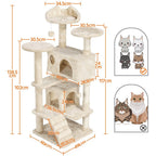 Costoffs Poste para Rascar de Gatos de 138 cm, Árbol Resistente con Pelota de Juego y Cueva para Gatos, Torre de Rascado y Escalada para Gatos, Casa para Gatos