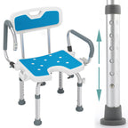 Silla de ducha con respaldo para baño seguridad y asistencia diaria | 150 kg y ajustable