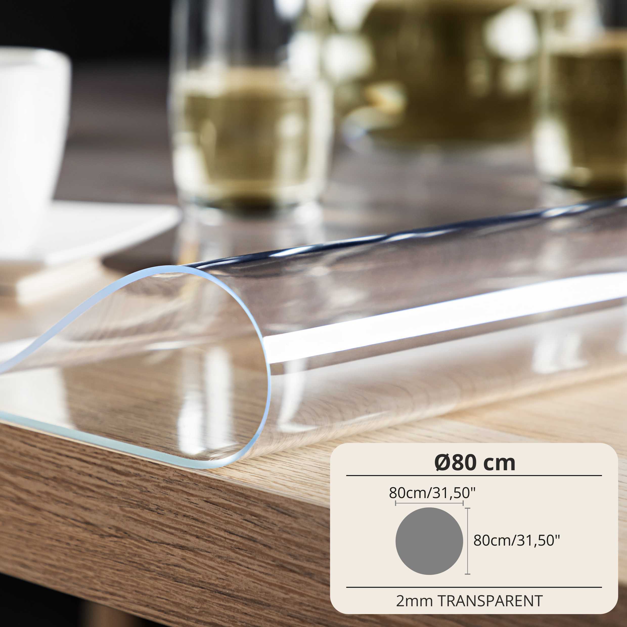 Funda Protectora para Mesa con PVC de 2mm - Más de 30 Tamaños - Mantel Transparente de Vidrio Suave Resistente a Arañazos y Agua, Protector de Superficie de Mesa Fácil de Limpiar, Papel de Mesa Duradero para Cocina, Comedor, Restaurante, Oficina y Hogar