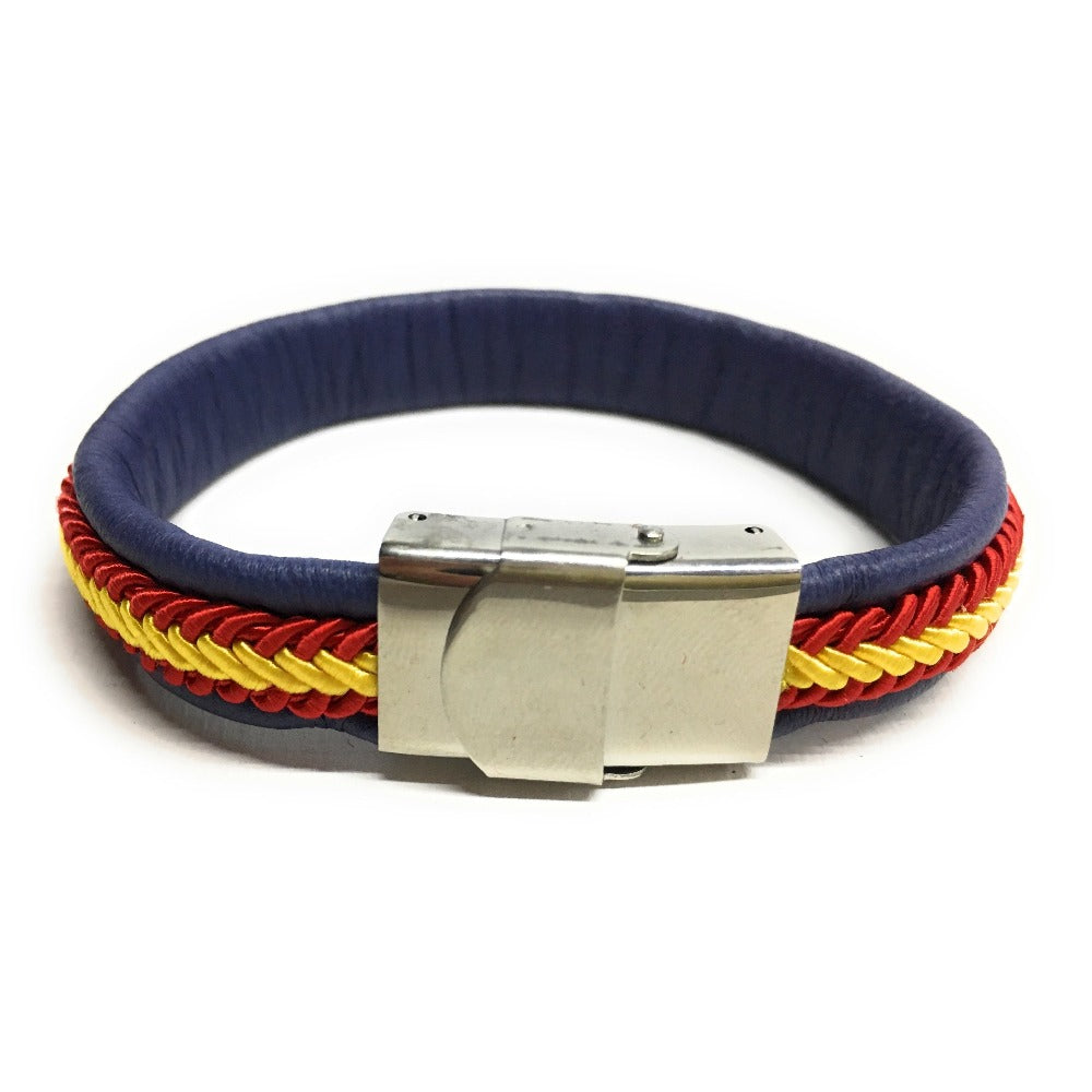 Pulsera De Piel Bandera De España (Hecho a Mano) | Complementos de Moda Unisex para Hombres y Mujeres de Estilo Atemporal y Elegante | Regalos Originales y Exclusivos