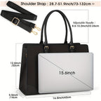 IGOLUMON Bolso de Mano para Mujer, Bolso Tote Grande Negro para Laptops de hasta 39.62 cm, Hecho de Cuero Sintético, Ideal para el Trabajo y la Escuela