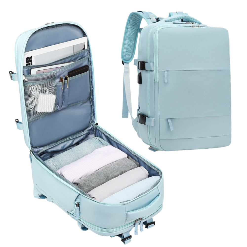 Mochila de Viaje para Cabina de Avion 45x30x20 para Vuelo Barato Equipaje de Mano y Espaciosa con Compartimento para Zapatos y Mochila Antirrobo Multifuncional para Viajes 2210.