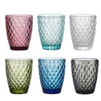 TRESV Set de 6 Vasos de Cristal 250ml | Diseño de Diamante Elegante | Aptos para Lavavajillas | Vidrio Sin Plomo para Agua y Refrescos