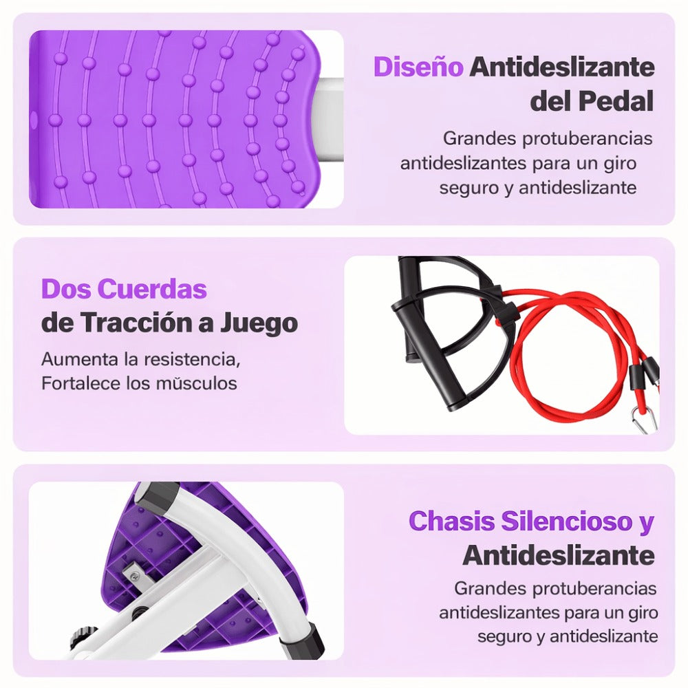 Equipo de fitness giratorio de cintura para uso doméstico, quemador de grasa abdominal, equipado con bandas de resistencia, tabla de ejercicios silenciosa y antideslizante para entrenamiento de core, piernas y glúteos (capacidad de peso 136 kg - rosa - mo