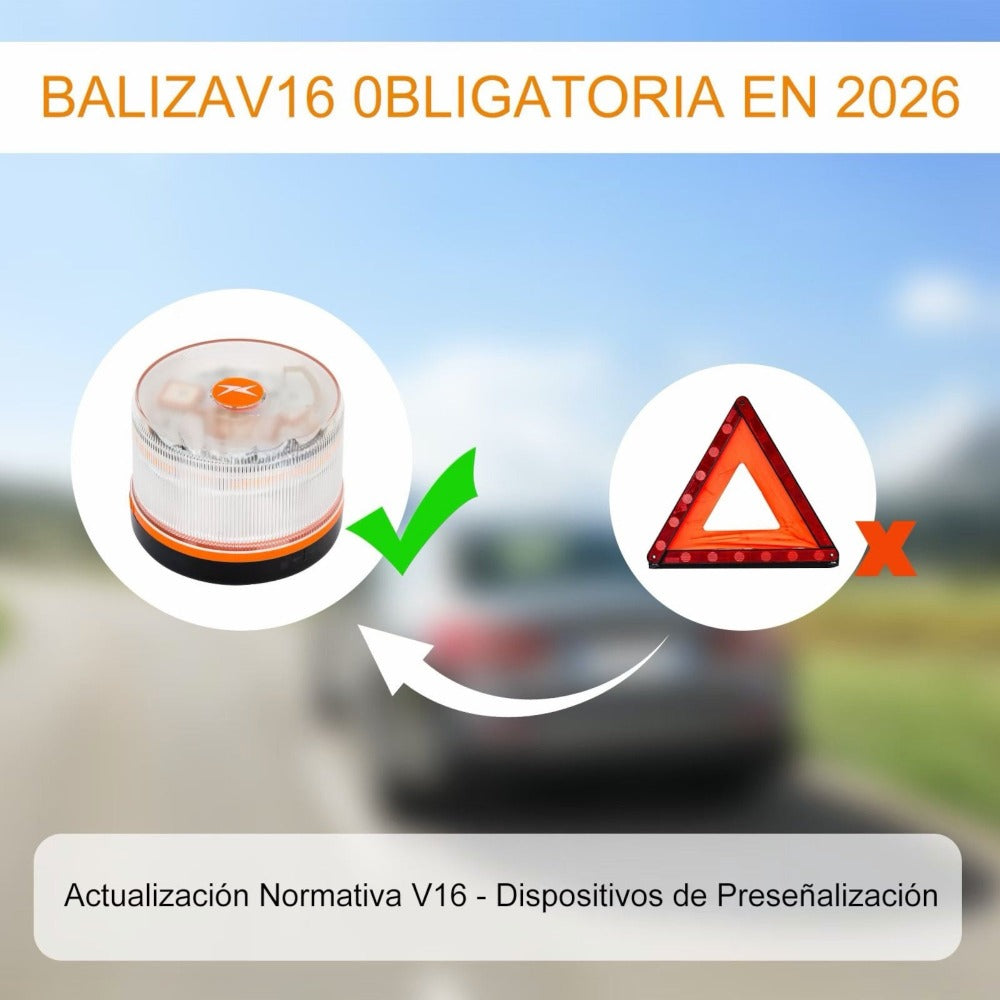 Luz Emergencia Coche Homologado DGT, con SIM y Datos Pagados hasta 2038, Baliza v16 Homologada dgt con Geolocalizador, Obligatoria enero 2026, Luz v16 con Geolocalización 3.0, Aprobada por DGT, Modelo 6LR61
