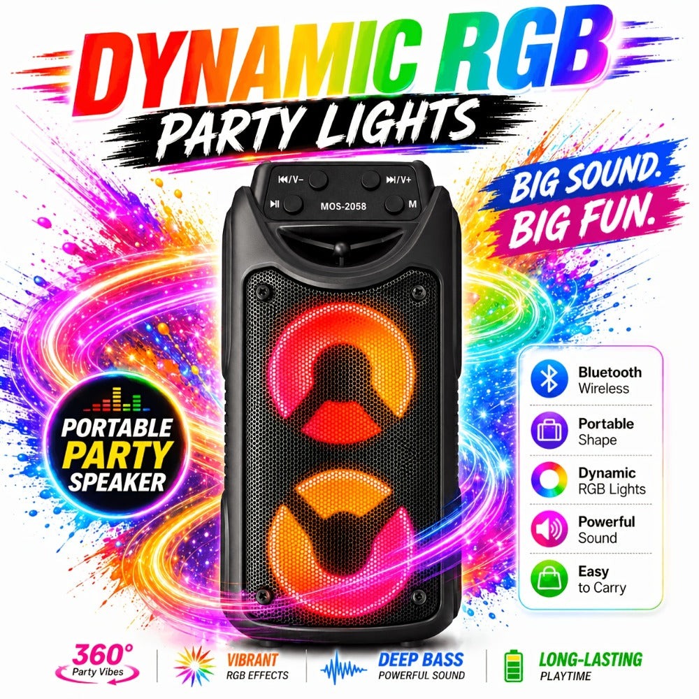 Altavoz inalámbrico portátil para fiestas con altavoces duales de 3 pulgadas, bajos profundos potentes, radio FM, luces ambientales LED y micrófono incorporado, altavoz de exterior de alto volumen para fiestas de verano, barbacoas en el jardín, camping, v
