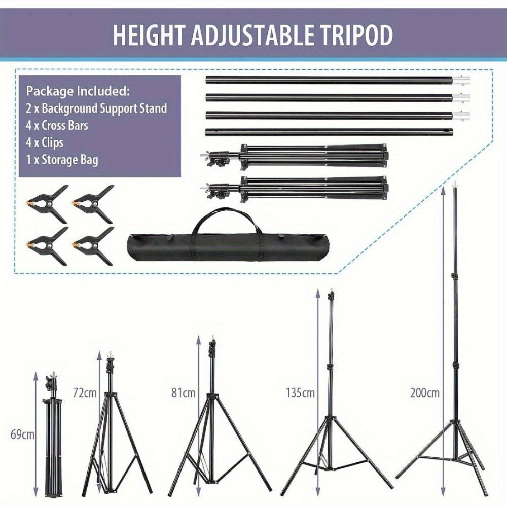Kit de soporte de fondo ajustable para fotos con bolsa de transporte, accesorios de edificios coleccionables para decoración estacional