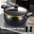 Olla Grande de 28 cm con Tapa de Cierre - Olla Versátil para Sopas y Estofados Rápidos, Compatible con Estufas de Gas, Diseño Elegante en Negro y Dorado, Tapa de Vidrio, Opciones Multicolor de Moda - Regalo Ideal para el Hogar