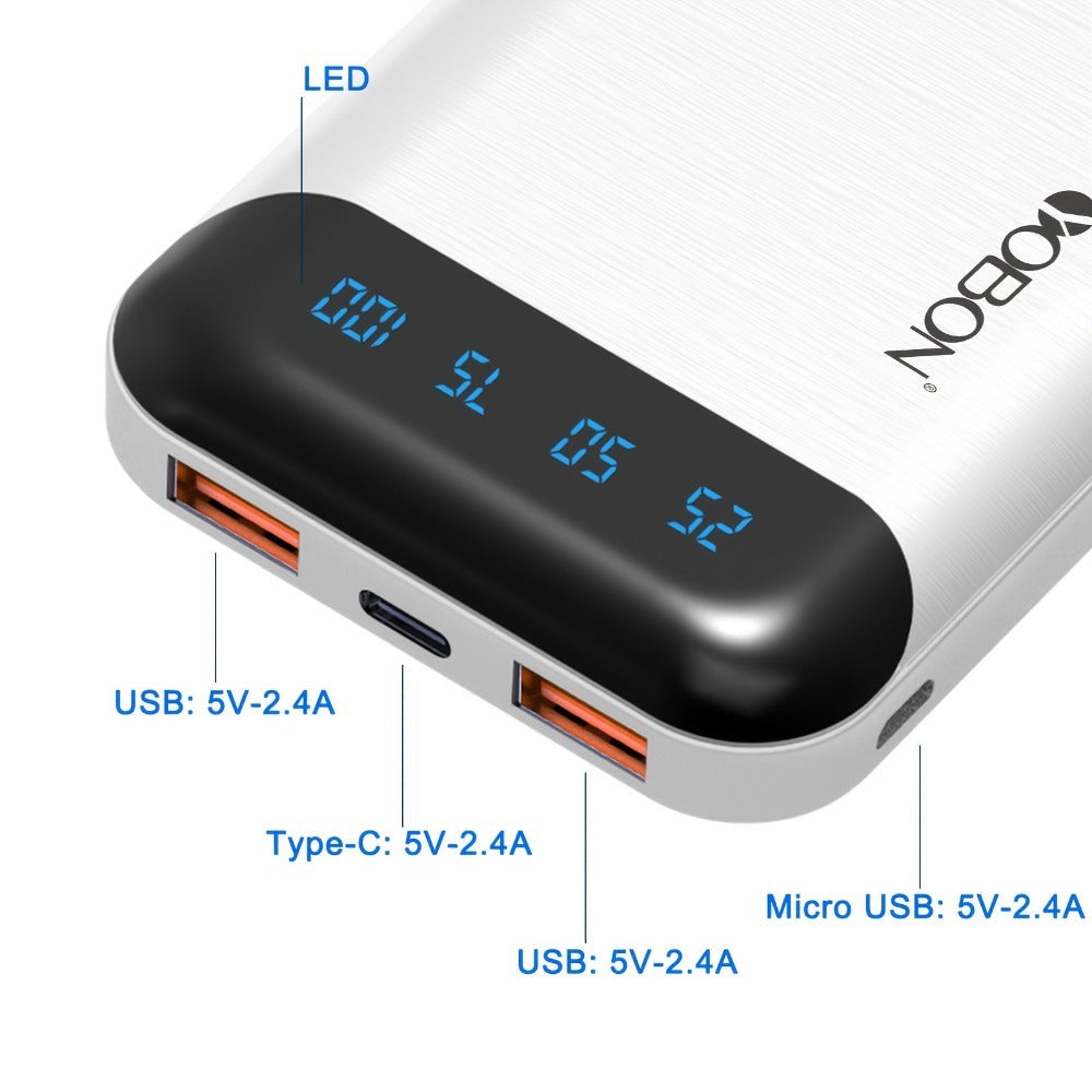 Paquete de 2 baterías externas, banco de poder de 22,5 vatios y 10000 mAh, cargador portátil con carga rápida LED, compatible con teléfonos inteligentes, tabletas, etc.