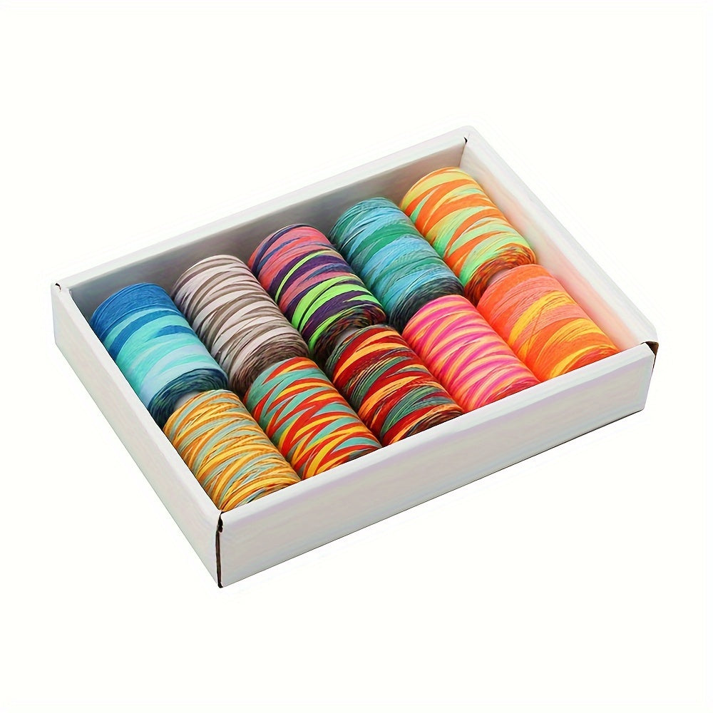 10 juegos de hilos teñidos multicolor, carretes pequeños para máquina de coser doméstica de poliéster, hilos para costura manual arcoíris, 402 hilos, 1000Y