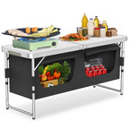 Set de Cocina Portátil para Camping con Gabinete Plegable, Completo con Bolsa de Transporte y Estructura de Metal, Ideal para Picnics, Salidas a la Playa, Viajes y Barbacoas, Mide 120X47X62Cm