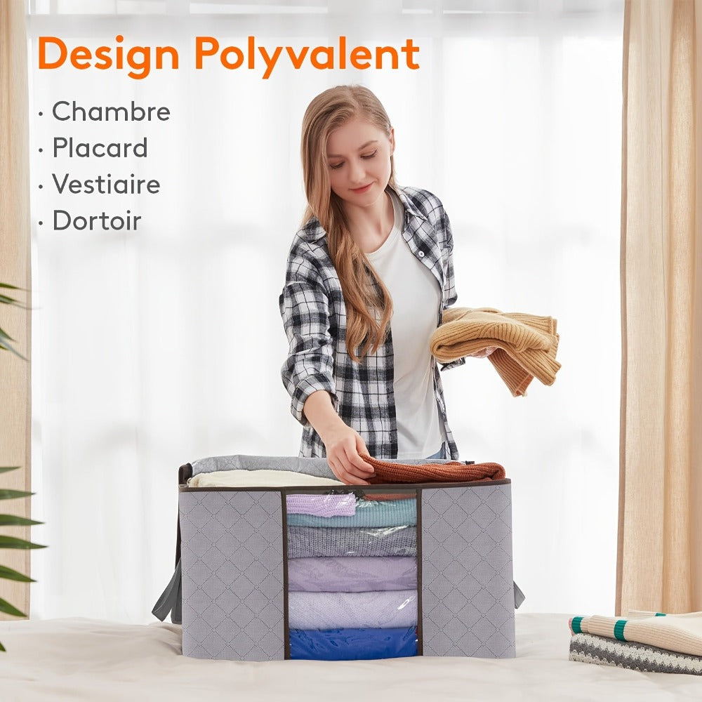 Juego de 6 bolsas de almacenamiento de 60L-90L-120L, bolsas grandes para guardar ropa con cremalleras, asas duraderas y tela gruesa para ropa, ropa de cama, mantas, edredones (gris), almacenamiento debajo de la cama