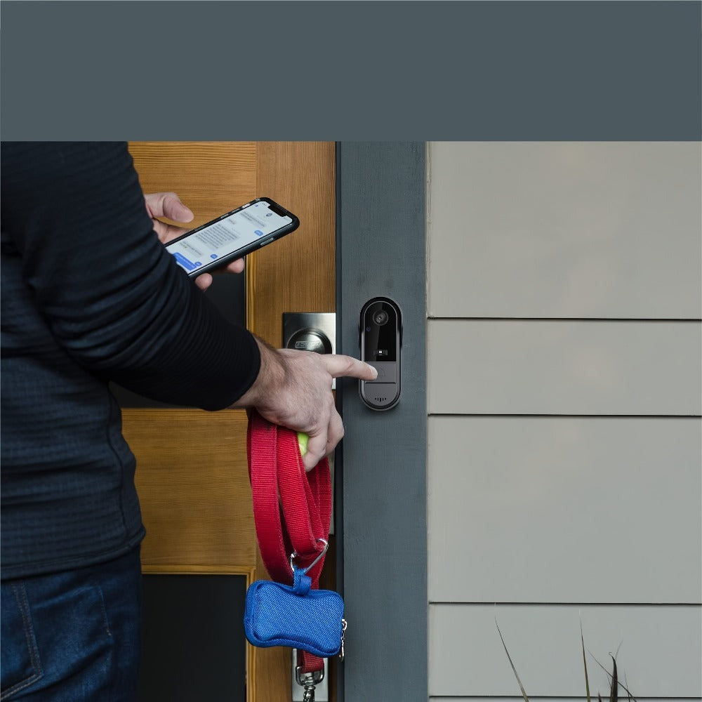 Cámara de Video Timbre Inalámbrica Wi-Fi, Cámara de Video Timbre Interior/Exterior, Detección Humana por IA y Alertas Instantáneas, Visión Nocturna HD 1080P, Audio Bidireccional, Monitor Interior en Tiempo Real, Alimentación USB, Batería de Larga Duración