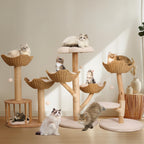Árbol para gatos de 60X110Cm, Condominio de felpa de varios niveles con 2 postes rascadores, 2 perchas, hamaca, cueva, casa para gatos estable y anti-inclinación para dormir/jugar, fácil montaje, árbol de Navidad perfecto para gatitos y gatos de interior,