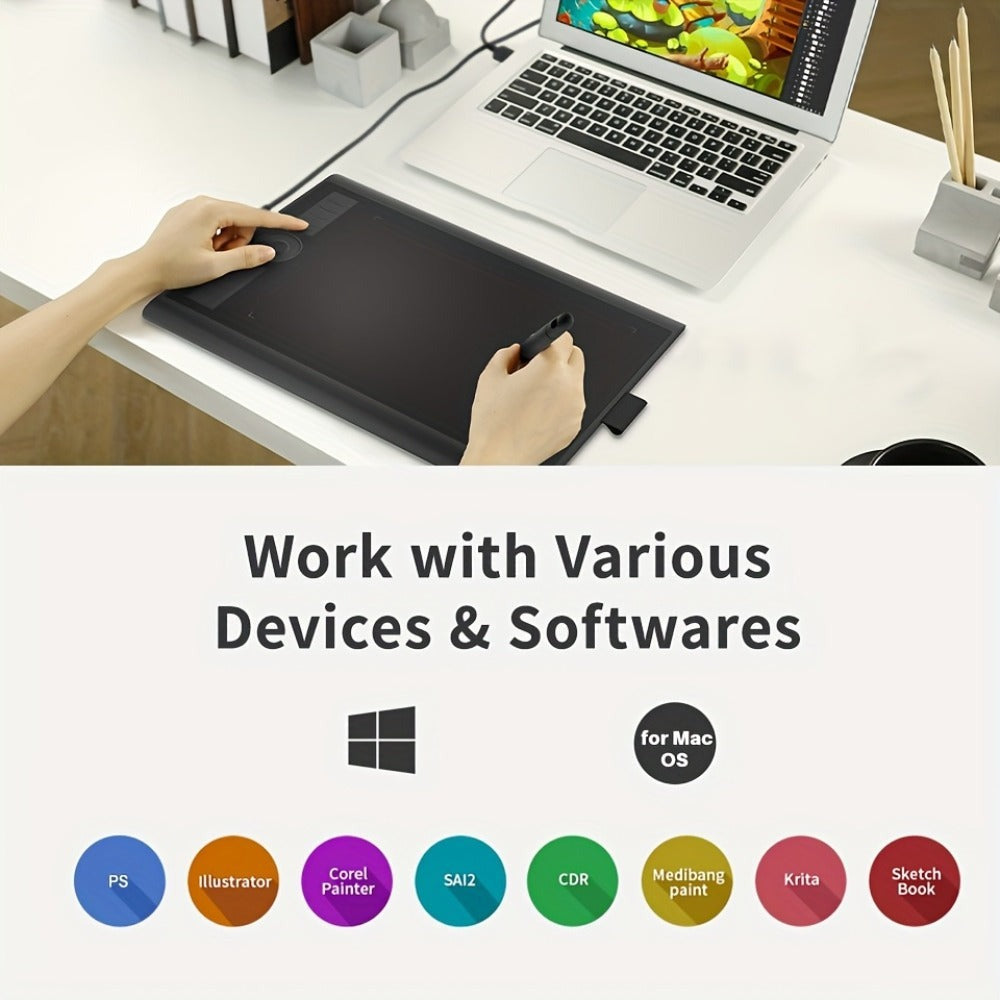 GAOMON M10K Tableta Gráfica Profesional Grande Compatible con Mac y PC, Mesa de Dibujo Grande con Lápiz Óptico sin Batería, 8192 Niveles, 10 Teclas de Acceso Rápido, - Adecuada para Arte Digital, Edición de Fotos, Diseño, para Uso de Oficina