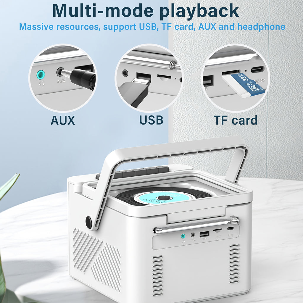 Reproductor portátil de CD y casete para música, radio y grabación