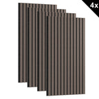 Conjunto de paneles acústicos de 4 piezas, paneles de pared hechos de chapa de madera auténtica, paneles acústicos de listones para paredes, paneles de madera en relieve 3D y fieltro acústico, tamaño 120 x 60 cm, color madera antracita marrón