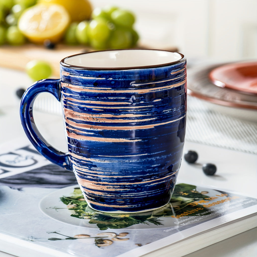 Juego de 6 tazas, Set de tazas de café y té de cerámica estilo rústico chic multicolor, ideal para café/té/chocolate caliente/leche/agua/bebida. (375 ml/13 oz)