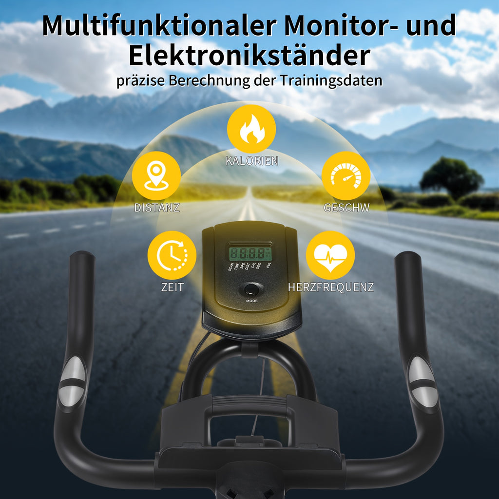 Bicicleta estática Kehot para interior | Rodillo de ciclismo silencioso con monitor LCD, resistencia ajustable y sensor de frecuencia cardíaca | Manillar y asiento ajustables en 6 niveles | Estructura robusta con capacidad de peso de 150 kg | Bicicleta de