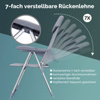 CASARIA® Sillas de Jardín Juego de 4 Plegables Ajustables en 7 Direcciones de Aluminio con Respaldo Alto Función Reclinable Silla de Camping Plegable para Balcón Silla Plegable Respaldo Alto