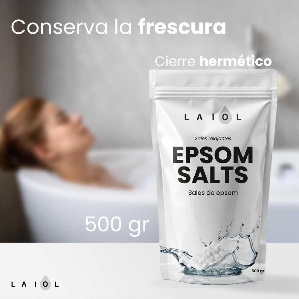 Sales de Epsom para Baño y Pediluvio 500g, Sulfato de Magnesio de Alta Pureza, Disolución Rápida, Ideal para Bañera, Spa en Casa, Cuidado Personal y Rutina de Bienestar Diario