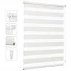 Persiana enrollable Sekey sin taladro, altura ajustable infinitamente con transparencia y blackout, para ventanas de 45-90cm, blanco/blanco.