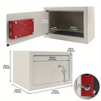 Caja Fuerte para Muebles con Doble Candado de Pestaña, Puerta Colgante de Acero, 2 Llaves, para Caravanas, Armarios y Gabinetes de Oficina, Color Plateado, Tamaño S 31 x 20 x 20 cm / XL 35 x 31 x 50 cm