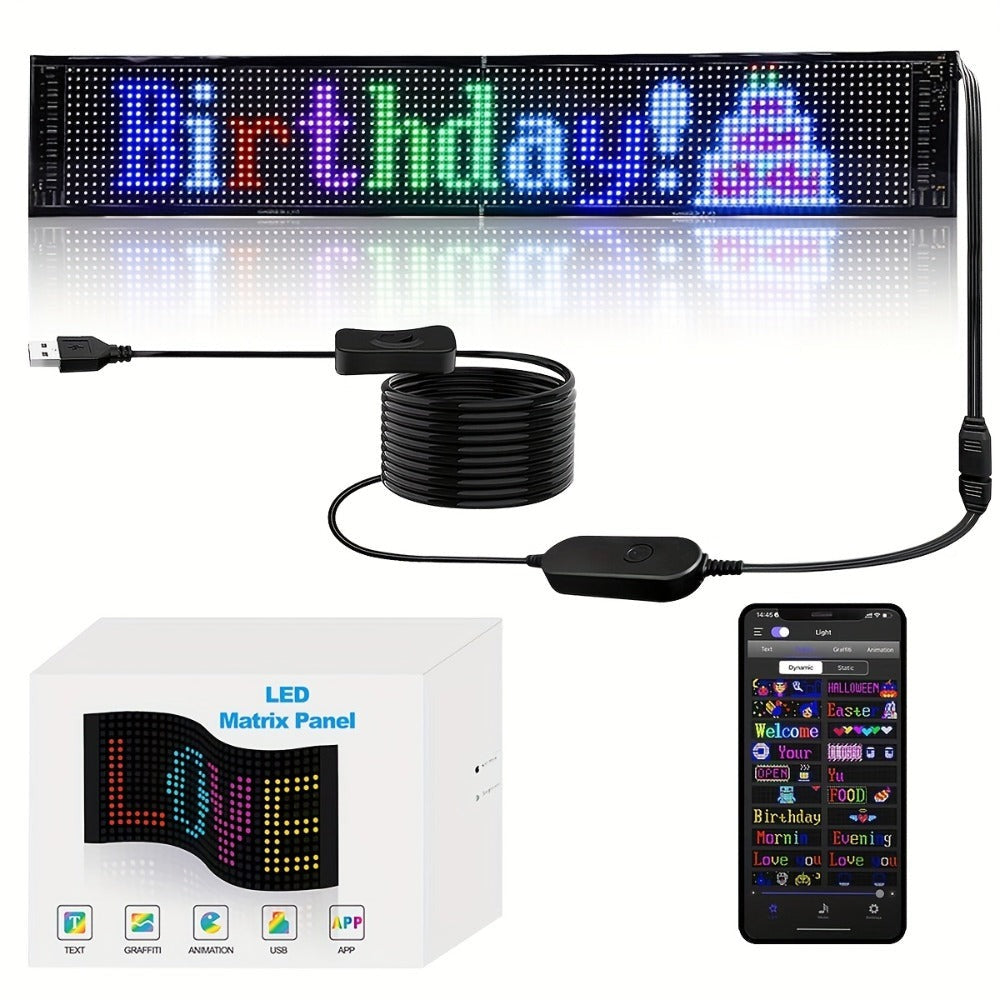Ojo del Diablo LED Flexible para Automóvil, Pantalla de Luz Programable con Logo Publicitario, Texto y Grafiti, Aplicación Inteligente, Bluetooth USB