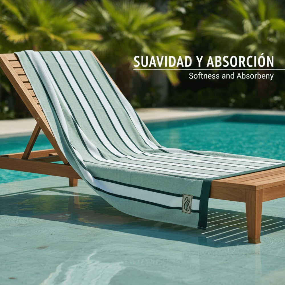 Toalla de playa grande de algodón 97% ALGODÓN 3% POLIÉSTER – XL 100x180cm Secado rápido, absorbente y ligera para piscina, playa y viajes. Diseños con estampado de rayas y tenis.