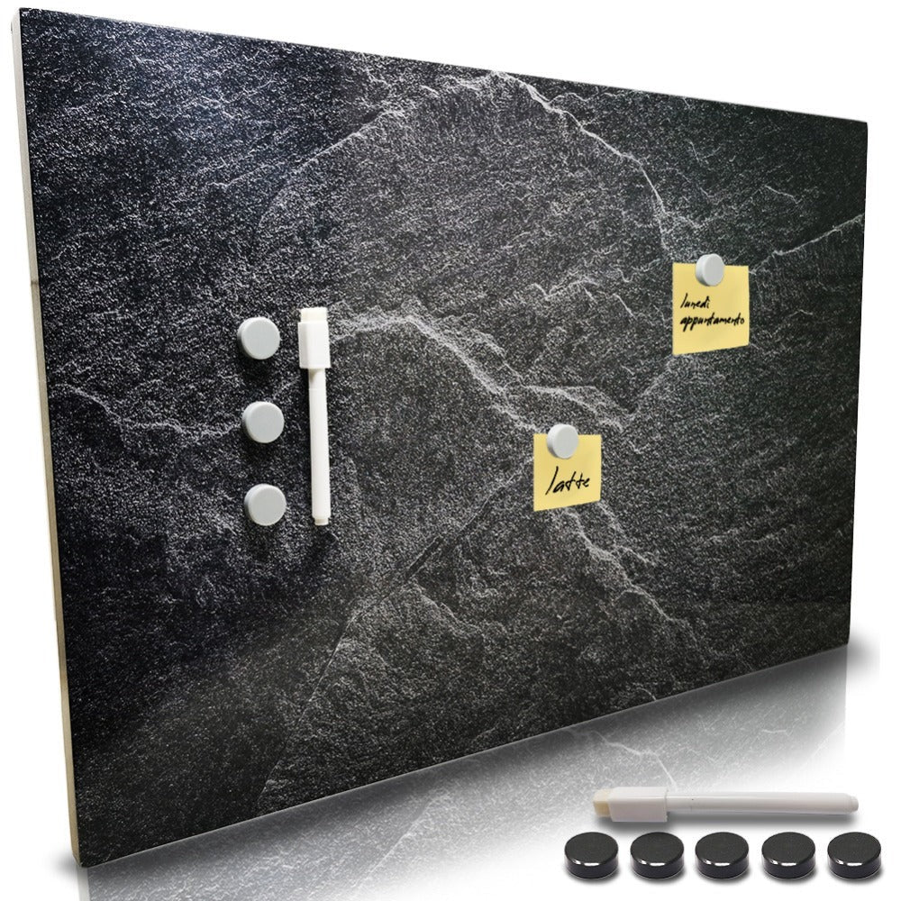 BAKAJI Pizarra Blanca Magnética con 5 Imanes y 1 Marcador, Tablero de Notas Montado en la Pared, Ideal para Cocina, Sala de Estar, Entrada, 60 x 40 cm