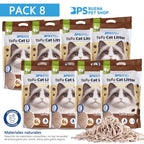 BPS Arena de Tofu para Gatos aglomera 6L Pack de 8 Bolsas- Sin Polvo Fácil de Aglomerar y Controla Olores - Biodegradable y Segura para Gatitos