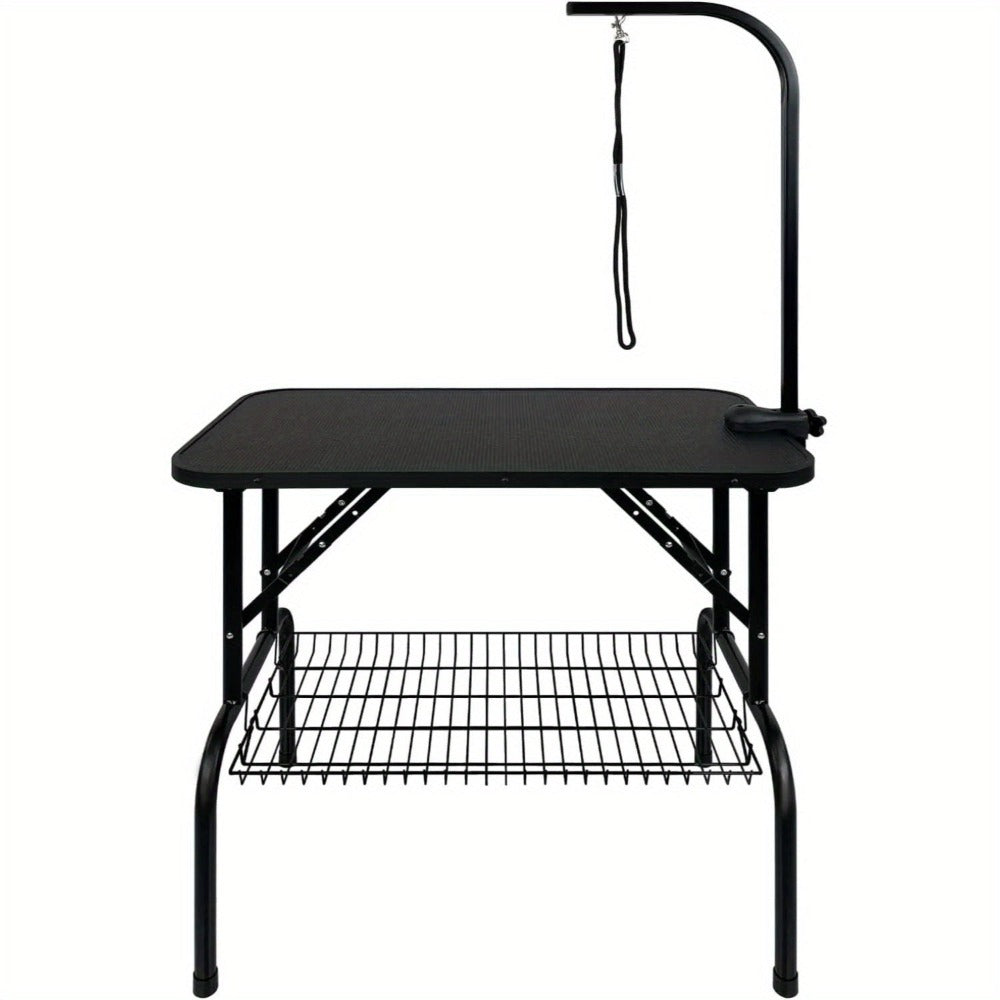 Mesa de peluquería ajustable en altura para perros y gatos, con hebilla y diseño plegable