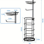 Soporte de Papel Higiénico de Pie Huahong - No Requiere Perforación, Moderno Soporte de Rollo de Papel de Metal - Soporte de Papel Higiénico con Estante - para Rollos Mega/ Teléfono, Negro