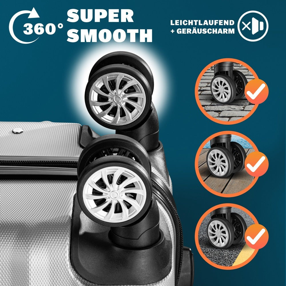 MONZANA® Set de 3 Maletas de Viaje Rígidas M-L-XL 36L 68L 89L Ruedas Giratorias 360° Mango Telescópico Candado Equipaje Cabina