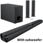 Barra de sonido con subwoofer, barra de sonido para Smart TV, con graves profundos, aumento de volumen y 3 modos de ecualizador, conexión inalámbrica/ARC/óptica/AUX, barra de sonido desmontable con control remoto por infrarrojos