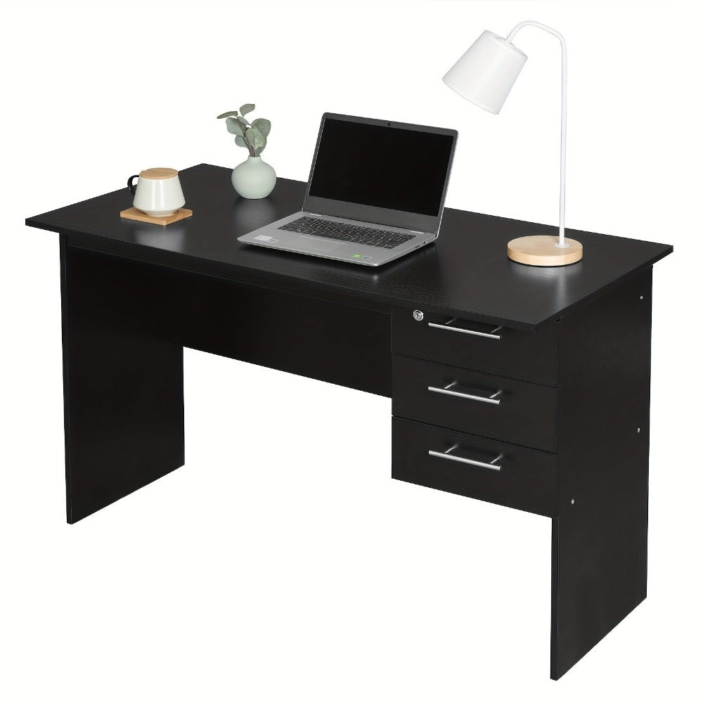 1pc Escritorio de Oficina 120x60cm, Mesa para Computadora con 3 Cajones, Banco de Trabajo Ergonómico, Adecuado para Oficinas, Dormitorios y Estudios