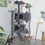 Costoffs Poste para Rascar de Gatos de 138 cm, Árbol Resistente con Pelota de Juego y Cueva para Gatos, Torre de Rascado y Escalada para Gatos, Casa para Gatos