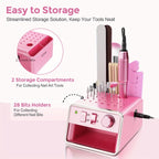 Kit Portátil de Lima Eléctrica para Uñas con 20,000 RPM, Múltiples Brocas y Tiras Pulidoras Para Remover Acrílico o Gel en Salón u Hogar - Rosa