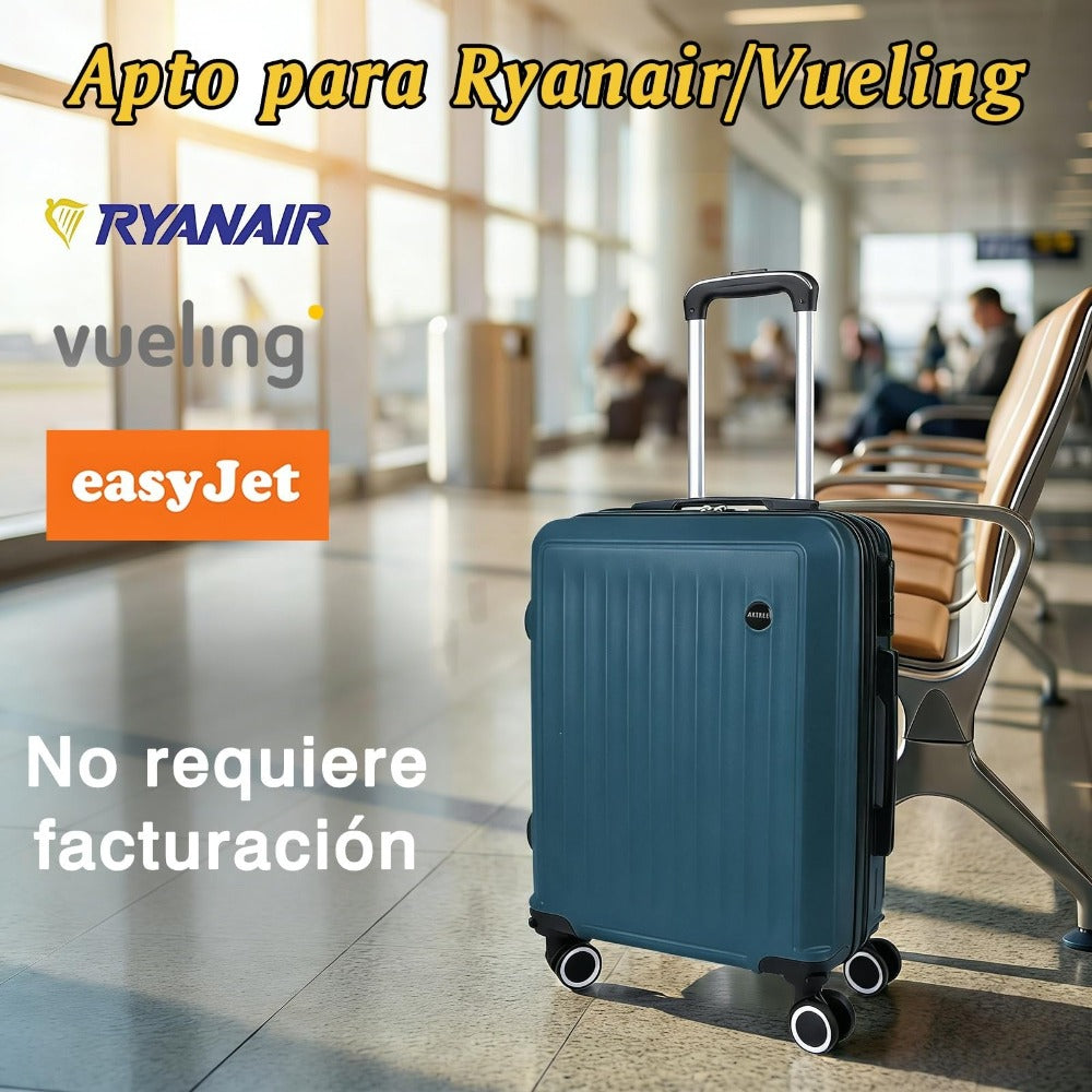 Maleta De Cabina Exclusiva Para Vuelos Europeos, Ideal Para Vacaciones De Verano Y Viajes A La Playa. Dimensiones Precisas De 55×40×20 Cm, Diseño Rígido Resistente Con 4 Ruedas Giratorias 360°, Tirador Telescópico Suave Y Cerradura De Seguridad. Ligera Y