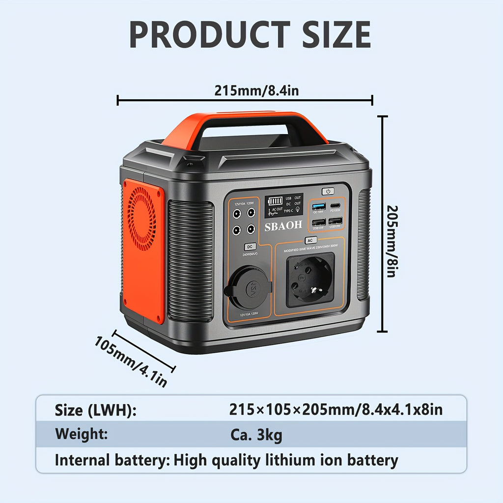 Batería externa | Banco de energía SBAOH 296WH | Estación de energía portátil SBAOH 300W 296Wh de carga rápida con tomas de CA de 230V/puertos de